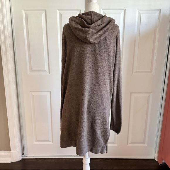 Barefoot Dreams CozyChic Gray Tunic Length Hooded Cardigan - Picture 4 of 7